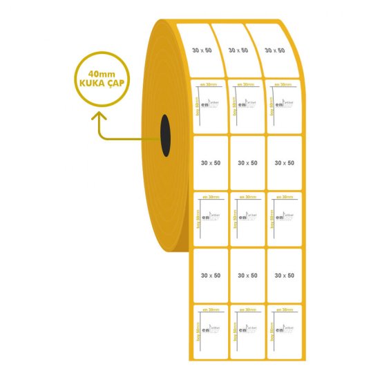 30mm x 50mm 3'lü Kuşe Etiket