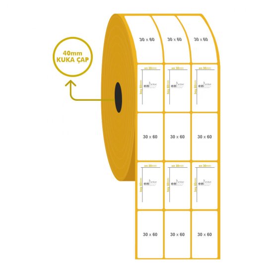 30mm x 60mm 3'lü Termal Etiket