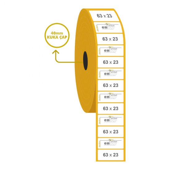 63mm x 23mm Kuşe Etiket