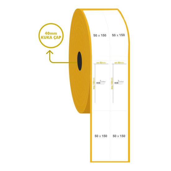 50mm x 150mm 2'li Bitişik Vellum Etiket