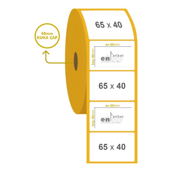 65mm x 40mm Kuşe Etiket