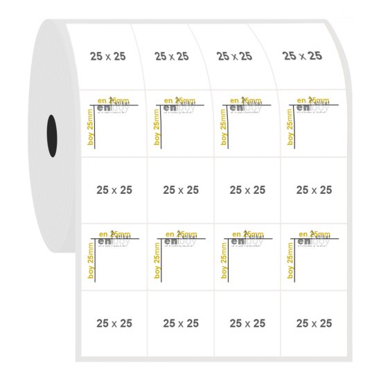 25mm x 25mm 4'lü Bitişik PP Opak Etiket