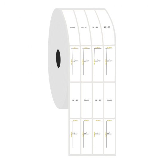 20mm x 80mm 4'lü Ayrık PP Opak Etiket