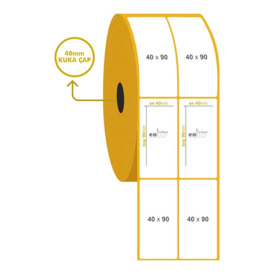 40mm x 90mm 2'li Termal Etiket 