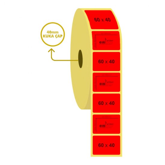 60mm x 40mm Kırmızı Kuşe Eczane İlaç Etiketi